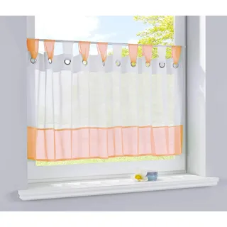 Bistrogardine Scheibengardine Voile Gardine Ösen mit Bordüre Vorhang Küche Gardinenstange 50x160 (HxB) Orange, 610710ep