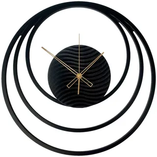 Wanduhr , Schwarz, Goldfarben , Holz, Metall, Kunststoff , Fsc, Made in Eu , Dekoration, Uhren, Wanduhren