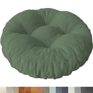 PHUSTJKL Sitzkissen Rund, 45x45 cm rutschfest Waschbare Sitzpolster Bequemes Stuhlkissen 6 cm Dick Waschbare Cordstoff Stuhlauflage, für Indoor Küchen Garden Holzstühle