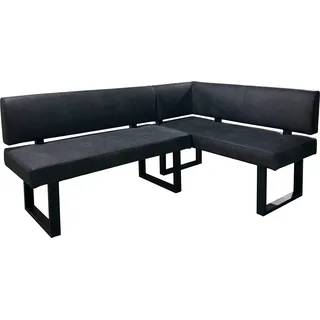 byLIVING Eckbank Vancouver/Vintage Mikrofaser anthrazit/Metall Gestell schwarz pulverbeschichtet/Taschenfederkern/Langer Schenkel wahlweise rechts oder links,
