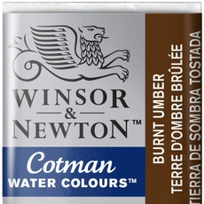 Winsor & Newton 0301076 Cotman Aqarellfarbe - 1/2 Napf, gute Transparenz, hervorragender Tönungsstärke und gute Maleigenschaften, Umber gebrannt