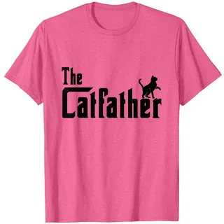 The Catfather - Katzenbesitzer Katzenliebhaber Katzenpapa T-Shirt, Herren, Rosa Meliert, XL
