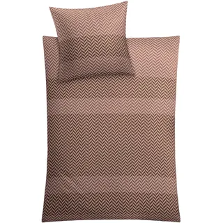 KLEINE WOLKE Cosy Fischgrätmuster Baumwolle Braun 155 x 220 cm + 2 x 80 x 80 cm