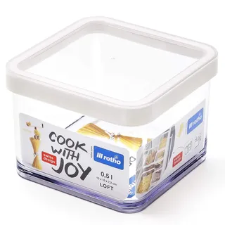 Rotho Loft Vorratsdose 0.5 l, Kunststoff (BPA-frei), transparent / weiss, 0.5 Liter (10 x 10 x 7,2 cm)