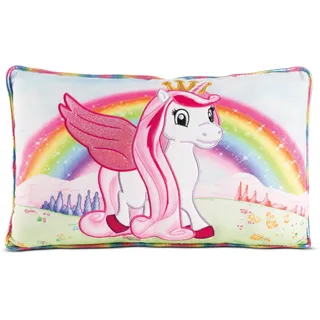 NICI Kissen Lissy PONY Einhorn Tamani 43x25cm Bunt - Flauschiges NICI Kuschelkissen für Kinder & Erwachsene, Kinderkissen für Zuhause, Kindergarten oder unterwegs - 49997