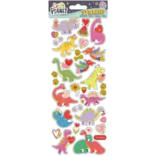 Craft Planet Lustige bunte Aufkleber – Dinosaurier-Liebe sind das ideale Verzierungszubehör für Scrapbooking und zum Herstellen von Büchern, Geschenken und Produkten