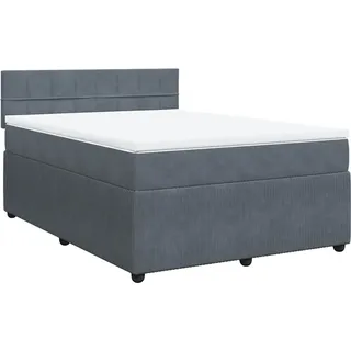 vidaXL Boxspringbett mit Matratze Dunkelgrau 140x190 cm Samt