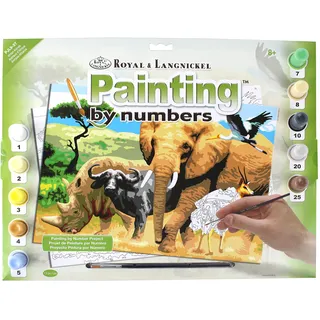Pracht Creatives Hobby Royal & Langnickel - Malen nach Zahlen Afrikanische Tiere, enthält Farben und Pinsel, für Erwachsene und Kinder ab 8 Jahren