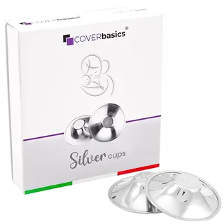COVERbasics Silberhütchen Stillen (SilverCups) Stillhütchen aus Silber zum Schutz empfindlicher Brustwarzen, Medizinprodukt dermatologisch getestet (Regular)