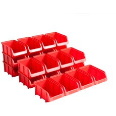 24 x Hünersdorff Sichtbox Stapelbox Lagerbox in Größe 2, aus Polystyrol, hohe Formstabilität und Belastbarkeit, Farbe : Rot
