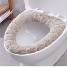 homeyuser Toilettensitzbezug Toilettensitzbezug Bezug Pad waschbar Wärmer Soft Coral Fleece WC Sitz Kissen (Beige)