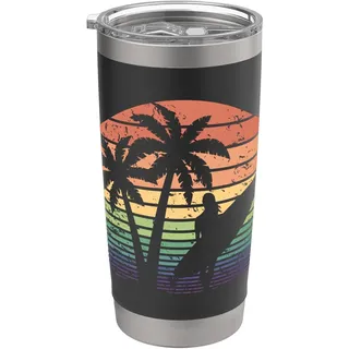 Surfer Damen Mädchen Retro Strand Sommer Surfen Cool Surf Doppelwandiger Edelstahl-Thermobecher