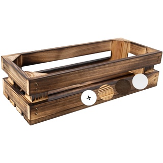 Creative Deco Weinkiste Holz Vintage Holzkiste | 34 x 14 x 9 cm | Geflammt Deko Holzbox | Kiste Geschenkbox Organizer Spielzeugkiste Aufbewahrungsbox Osterdeko