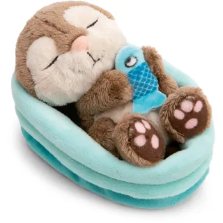 NICI Kuscheltier Otter mit Fisch 12 cm Grau