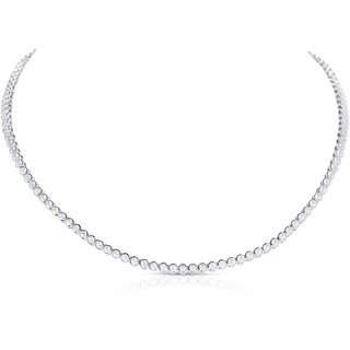 Diamond Treats 925 Sterling Silber Tennis-Halskette für Damen und Mädchen, atemberaubende Statement-Halskette mit eingefassten runden Zirkonia-Steinen, Tenniskette in 925 Silber mit Geschenkbox