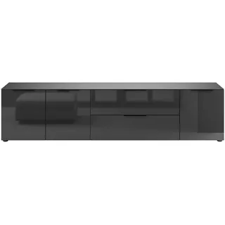 manjana möbel Lowboard MANJANA MÖBEL 225 cm x 53,9 cm x 40 cm Grau/Schwarz Glas/Metall