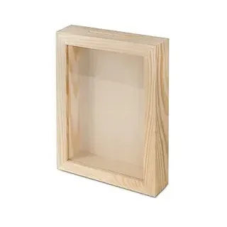 Spardose Holzspardose zum Basteln und Dekorieren Geldgeschenk Sparbüchse Holz-Rahmen mit Sichtfenster,Bilderrahmen zum Befüllen (Rechteck-sentkrecht) - Beige