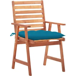 vidaXL Garten-Essstühle 2 Stk. mit Kissen Massivholz Akazie - Blau