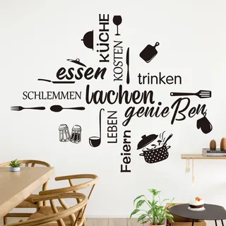 decalmile Wandtattoo Sprüche und Zitate Küche Leben Wandaufkleber Sprüche Schwarz Küche Wandsticker Schlafzimmer Wohnzimmer Esszimmer Wanddeko