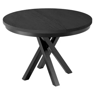 Masseno Ausziehbar Esstisch ALICANTE 100 - 140 cm x 100 cm Rund Tisch für Wohnzimmer, Küche, Schwarz - Schwarz
