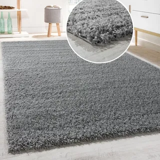 Hochflor-Teppich PACO HOME "Sky 250" Gr. 33, grau, B:70cm H:34mm L:140cm, Polypropylen (PP), Teppiche, Hochflor-Teppich, gewebt, Uni-Farben, intensive Farbbrillanz, auch als Läufer erhältlich