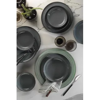 Hermia Concept, MOD12Y1730P01, Essservices, Tafelservice (12-teilig), Grau, Porzellan, 24 x 24 cm - Grau