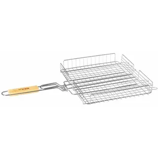 Grillkorb Chromstahl mit Holzgriff , Metall , 34x31 cm , Grills, Grillzubehör