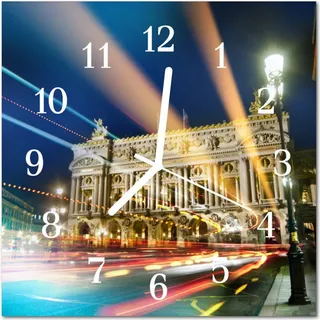 Glasuhr Wanduhr Küchenuhr Echt-Glas 30x30 cm Licht mehrfarbig