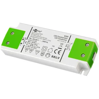 goobay 65585 LED Trafo 500 mA/20 W/Transformator für Konstantstrom/LED Treiber Konstantstromquelle/Netzteil Innenbeleuchtung/Weiß, Grün