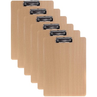 6er Klemmbrett A3 Hoch aus Hartholz extra dick 4mm, mit Aufhängeose, Gummierter Metalklemme, Skizzenblock Schreibbrett Clipboard, Qualität Holz Faserplatte, Zwischenablage Schreibblock TKD8009-A3-6X