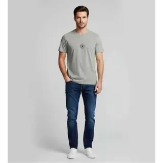 Polo Ralph Lauren für Herren. 714P01951002 Französisches Frottee-T-Shirt mit grauem Logo (M), Lässig, Baumwolle, Kurzarm