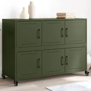 vidaXL Sideboard Olivgrün 100,5x39x72 cm Stahl - Grün