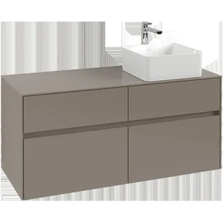 Villeroy & Boch Collaro Waschbeckenunterschrank, 4 Auszüge, Waschbecken rechts, Wandmontage, mit Beleuchtug, 1200x548x500mm, C04300VL, Farbe: Front/Korpus: Volcano Black, Griff: Volcano Black