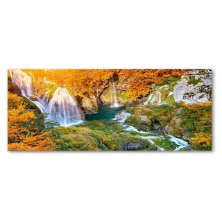 Tulup® Küchenrückwand Spritzschutz aus Glas -125x50 -Spritzschutz auf gehärtetes Glas Deko Landschaften Wasserfall Herbst