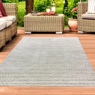 Moderner Outdoor Teppich wetterfest Terrasse Balkon Boho-Style Beige Größe - 300 x 400 cm - Beige
