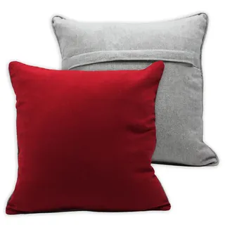 HOME ELEMENTS Kopfkissenbezug mit Bordüre 40 x 40 cm, rot und grau - Rot