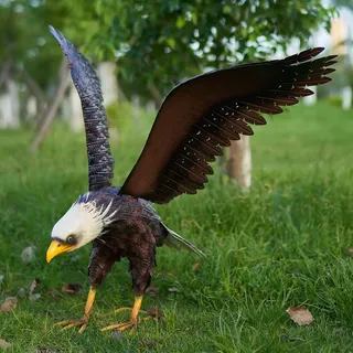 chisheen Weißkopfseeadler-Statue, Gartenskulptur aus Metall, Hofkunst, Rasendekorationen, große Adler-Figuren und Statuen