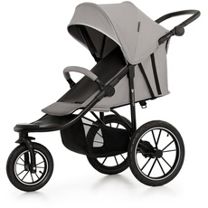 Kinderkraft HELSI Buggy bis 27 kg, Buggy ab geburt, Baby Jogger, Laufkinderwagen mit große Luftreifen, Liegefunktion, Verstellbarer Elterngriff, Zusammenklappen, Untersitzkorb, Grau