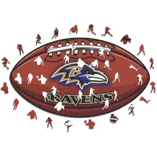 Iconic Puzzles, Baltimore Ravens Crest, 100% ökologisch nachhaltiges Holzpuzzle mit offizieller Lizenz, Größe S, 150 Teile