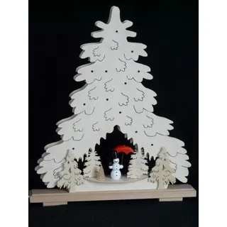 Schwibbogen Weihnachtstanne mit Schneemann 6x43cm NEU Erzgebirge Lichterbogen