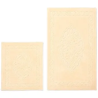 Foutastic Luxuriöses Badematten-Set (2-teilig), Hellbraun, 50 x 60 cm & 60 x 100 cm | 100% Baumwolle, rutschfest, 1000 g/m2 | Maschinenwaschbar bei 30 °C