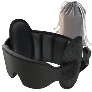 SARISUN Upgraded Reisekissen Flugzeug, U-förmiges Flugzeugkissen für alle Größen, 360° Kopfstütze, 100% Lichtblockierung 3D-Schlafmaske, ideal für Langstreckenflüge, verhindert Nickbewegungen, Schwarz
