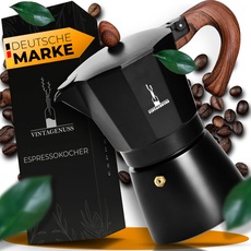 VINTAGENUSS Espressokocher Aluminium für 6 Tassen - NEUAUFLAGE 2023- Hochwertige Mokkakanne - Camping Kaffeekocher - Espressokanne - Espresso wie beim Barista.