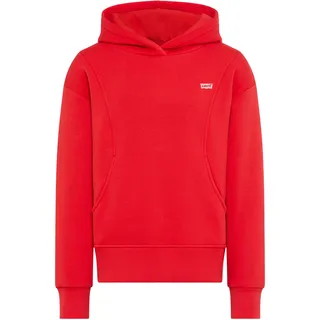 Kapuzensweatshirt LEVI'S KIDS "LVG BATWING PATCH HOODIE", Mädchen, Gr. 5 (110), rot (poppy rot), Sweatware, Obermaterial: 60% Baumwolle, 40% Polyester, unifarben, Bündchen mit Daumenlöchern, Sweatshirts Kapuzensweatshirt, mit Daumenloch