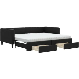 vidaXL Tagesbett Ausziehbar mit Schubladen Schwarz 90x200 cm Stoff - Schwarz