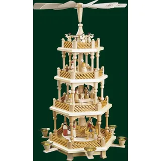 TOP Tischpyramide Christi Geburt Natur Erzgebirge pyramide 3 Stöckig NEU 16722