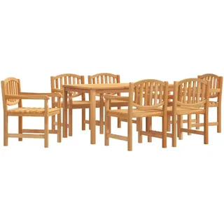 vidaXL 7-tlg. Garten-Essgruppe Massivholz Teak - Braun