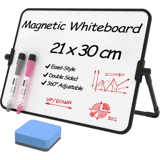 NEWYES Whiteboard Magnetisch Memoboard A4-Größe mit Ständer, Tragbare Doppelseitige Beschreibbar Whiteboard Staffelei Desktop Schreibtafel zum Notieren im Büro, Geschäft und zu Hause