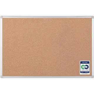 Bi-Office Earth Pinnwand, Korktafel mit Aluminiumrahmen, Hochwertige Naturkorkoberfläche - 120 x 90 cm