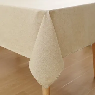 Homaxy Leinenoptik Tischdecke Abwaschbar Lotuseffekt Eckig 140x220cm Cream | Leinenoptik Textur, Lotuseffekt Wasserabweisend, Abwischbar & Maschinenwaschbar, Knitterfrei, Für Küche Party Garten